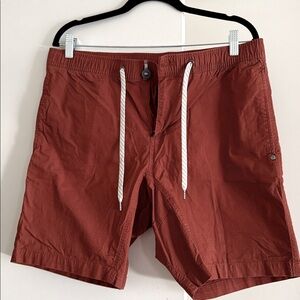 Vuori Ripstop Shorts Men Medium Quartz Brown Cotton Drawstring Zipper Elastic.